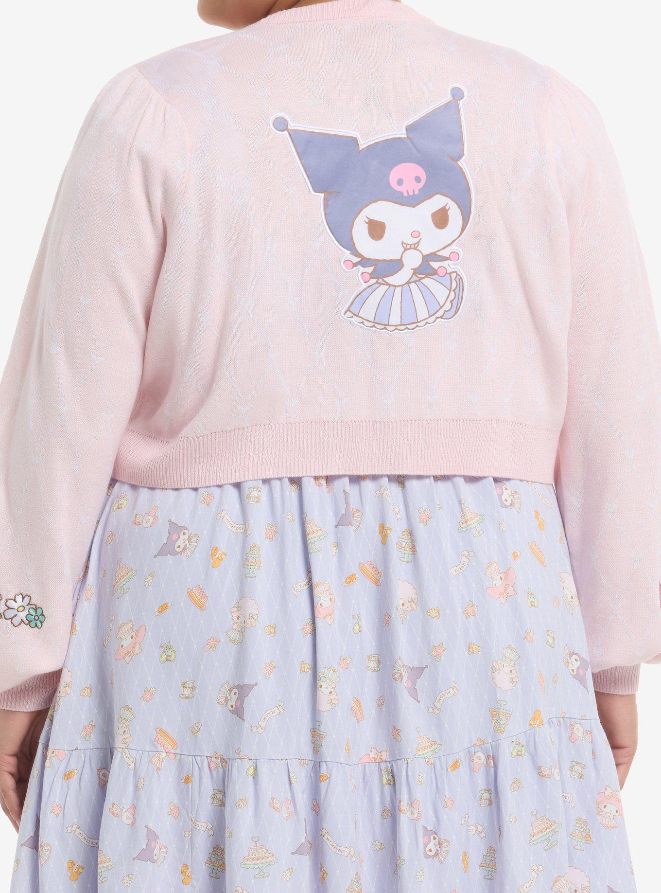 My Melody Kuromi My Sweet Piano Bow Girls Crop Cardigan Plus Size, , hi-res