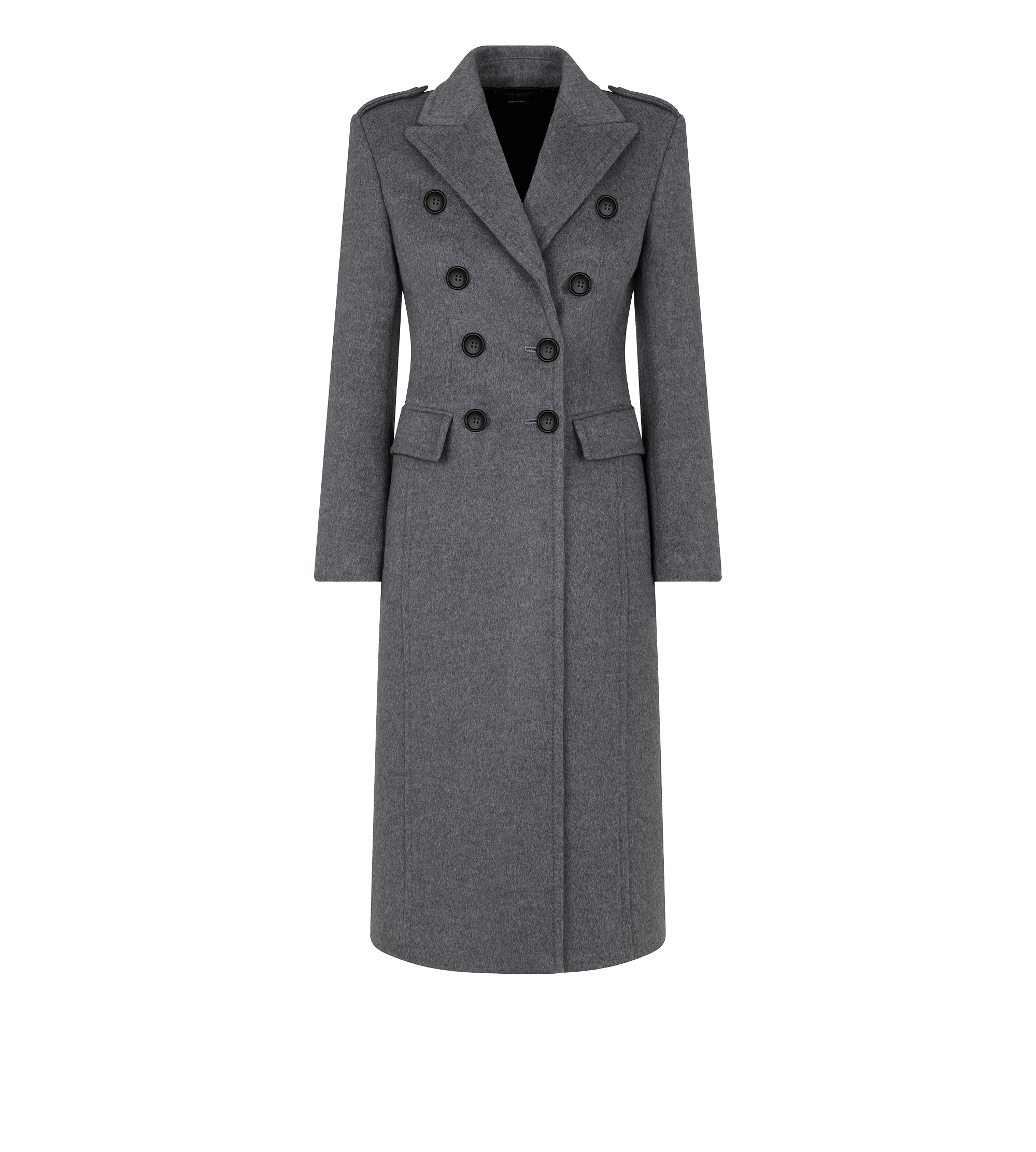 BRUSHED COMPACT CASHMERE DOUBLE BREASTED MILITARY COAT