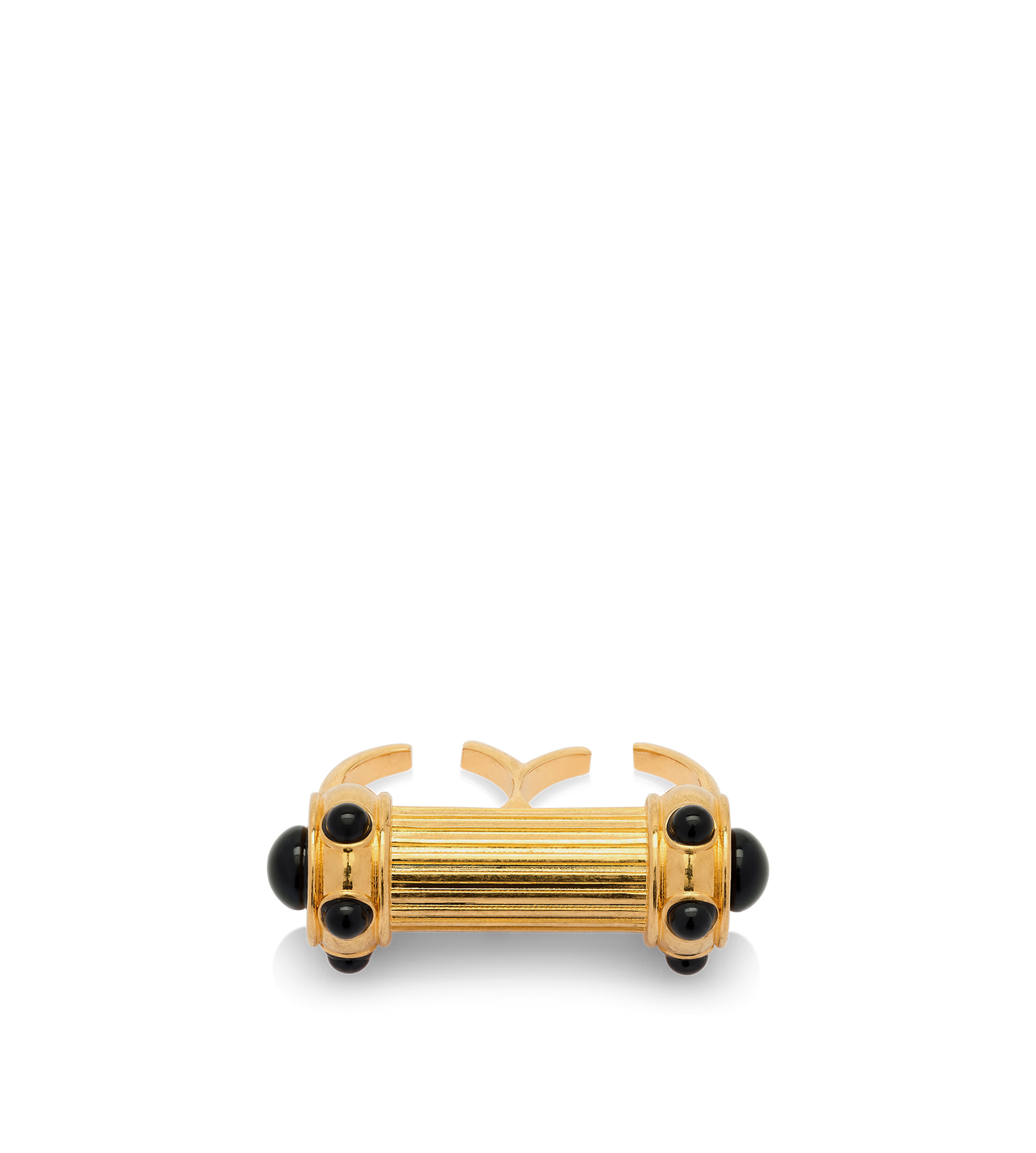 BRASS AND CRYSTAL CABOCHONS RING image number 0