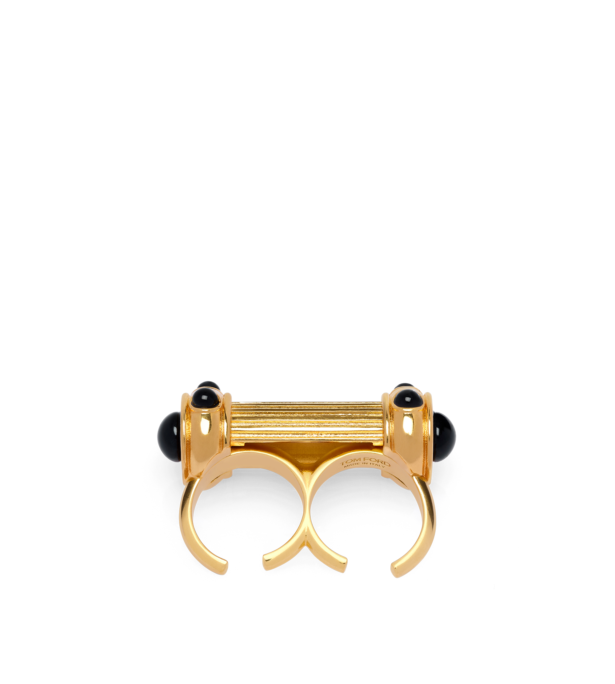 BRASS AND CRYSTAL CABOCHONS RING