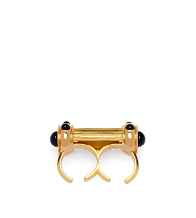 BRASS AND CRYSTAL CABOCHONS RING image number 1