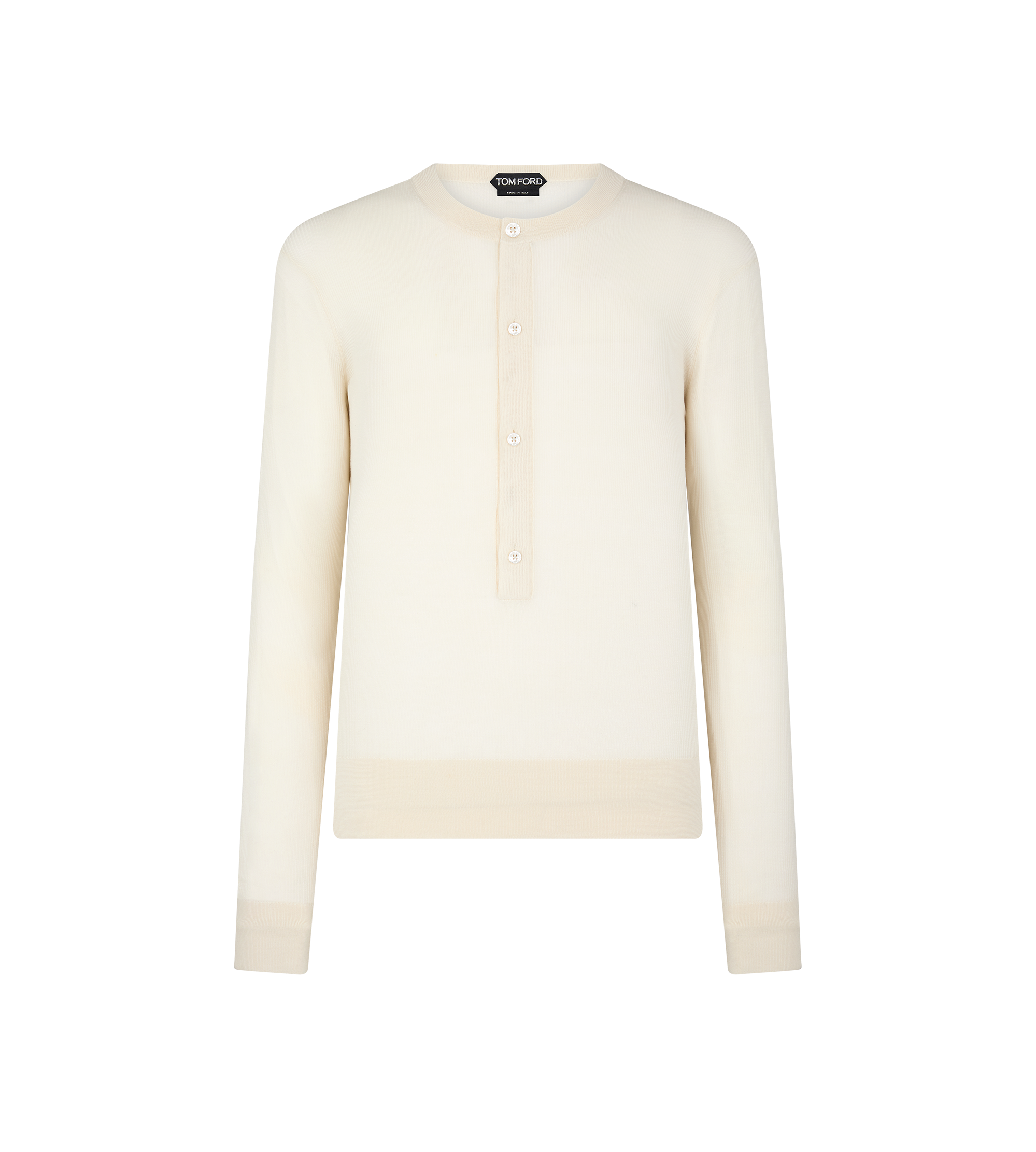 SILK VISCOSE RIB HENLEY