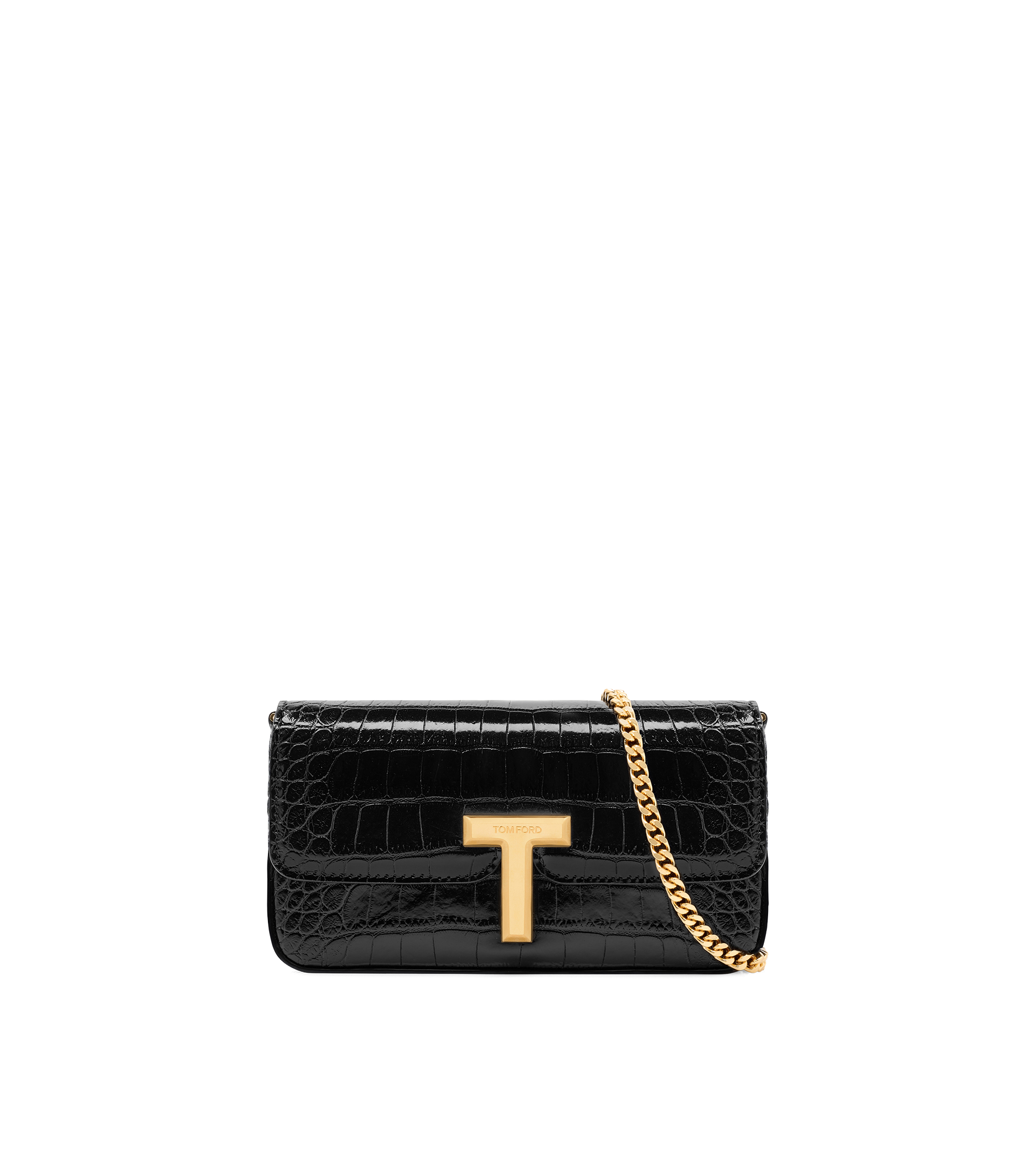 SHINY STAMPED CROCODILE LEATHER WALLIS MINI BAG