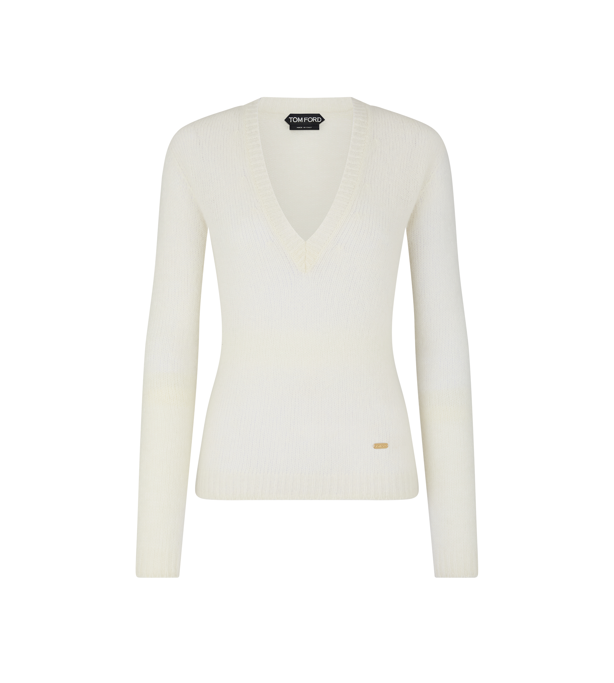 SEAMLESS CASHMERE SILK KNIT V-NECK TOP
