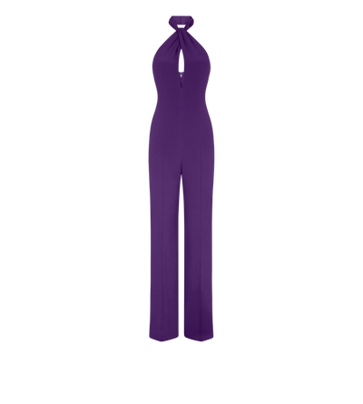 HALTERNECK TWIST FRONT SILK JUMPSUIT image number 0