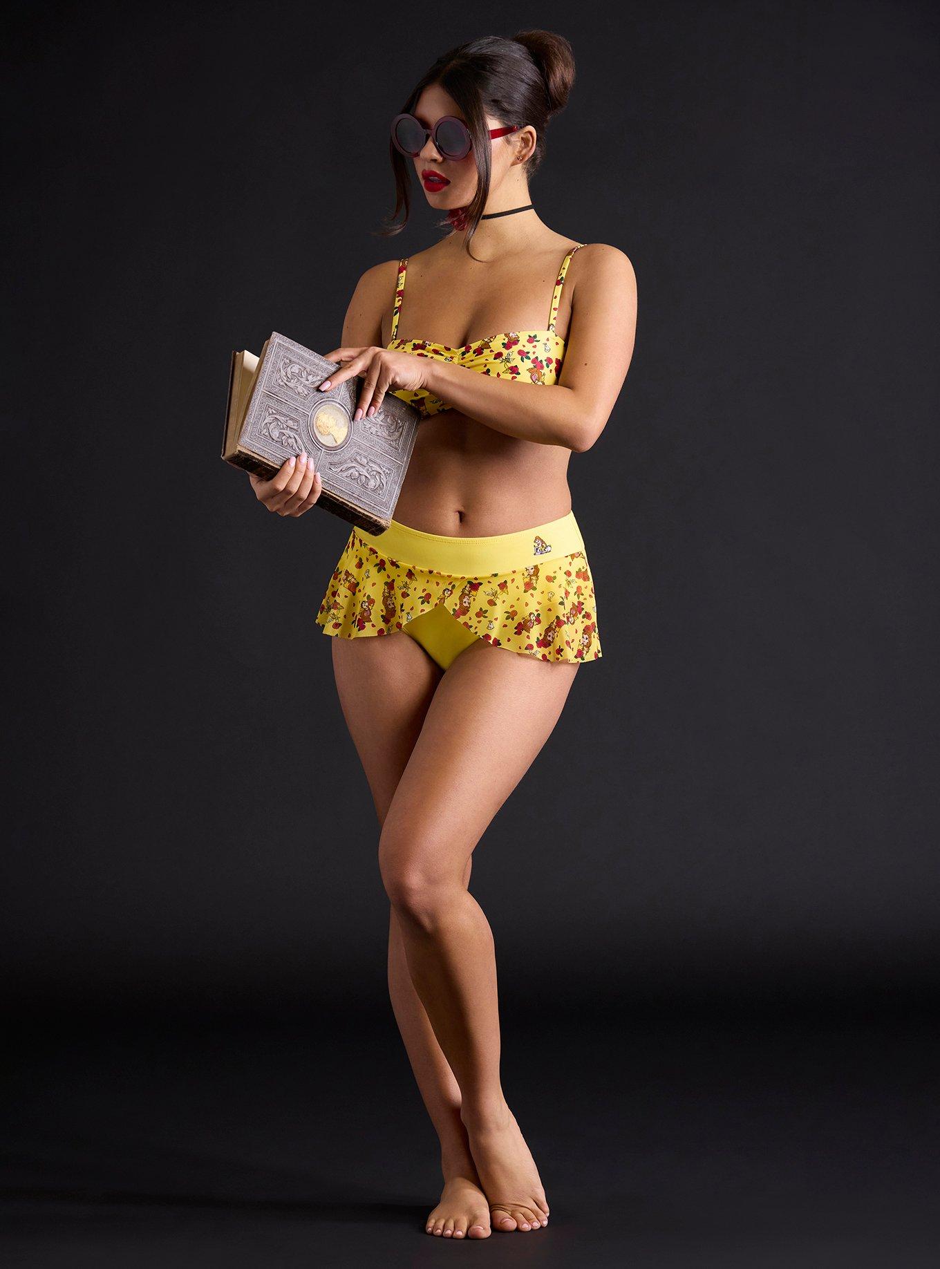 Disney Beauty And The Beast Panel Skirt Swim Bottoms, , hi-res