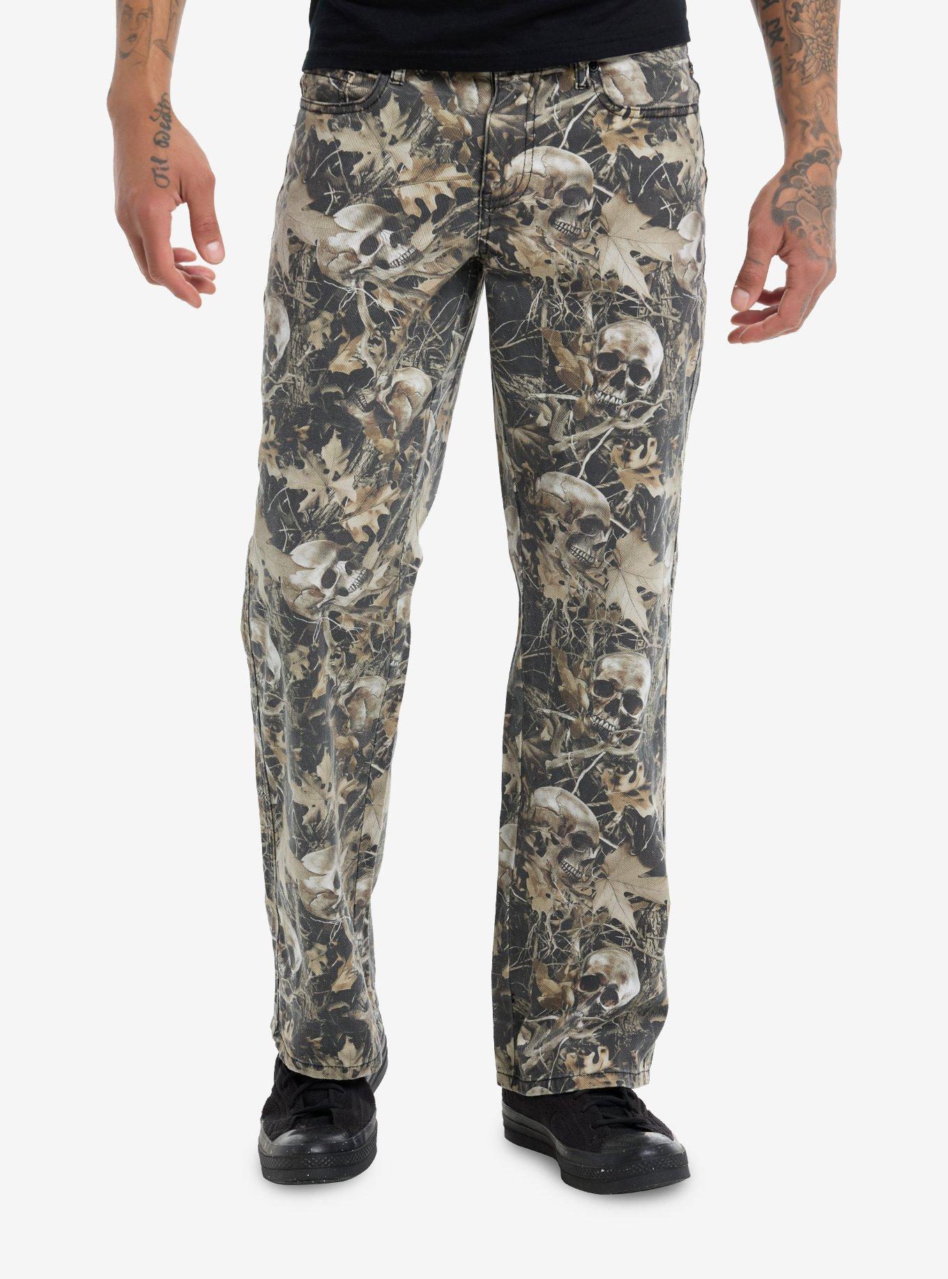 Skull Camouflage Straight Leg Jeans, , hi-res